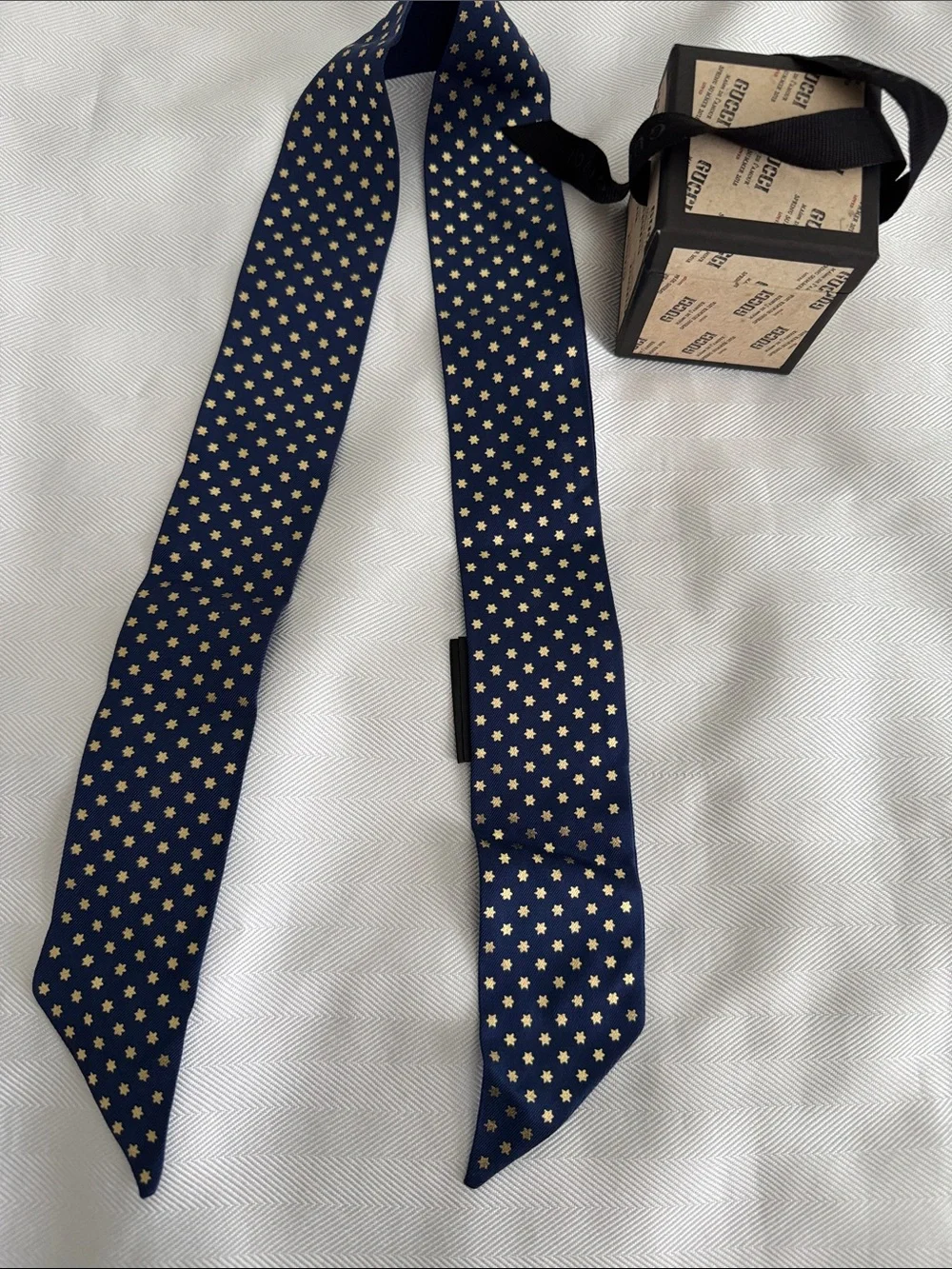 Gucci Navy Blue Star Pattern Silk Neck Scarf - women’s Accessories